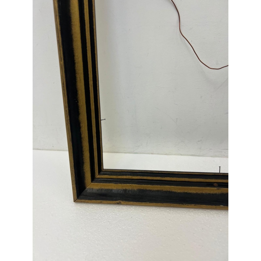 Vintage Wood Picture Frame 16x20 Black Gold Mid Century Wooden Carved Wall Art - Picture 8 of 16